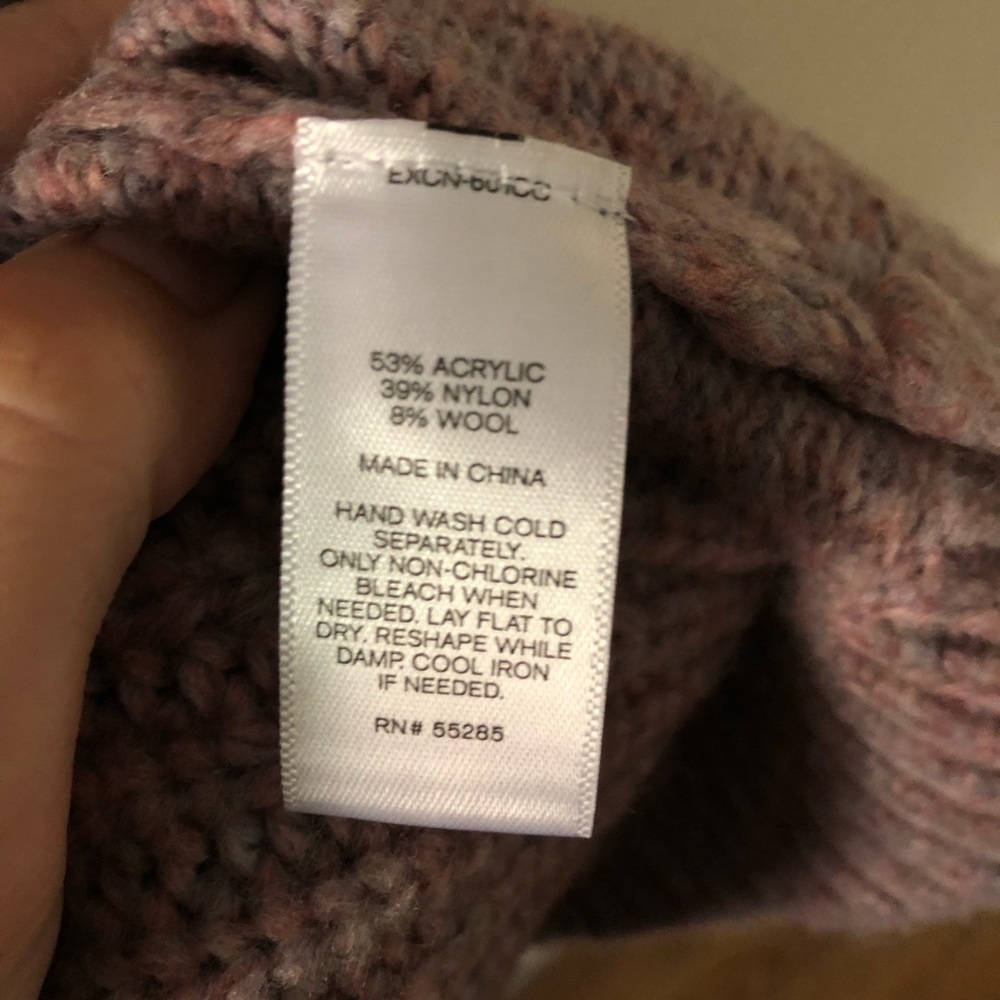 Express Mauve Ribbed Fold-Over Neck Sweater - Picture 2 of 3